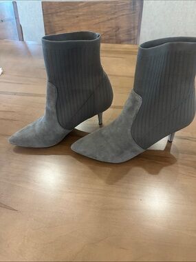Marc Fisher Gray Suede Pointed-Toe Sock Booties